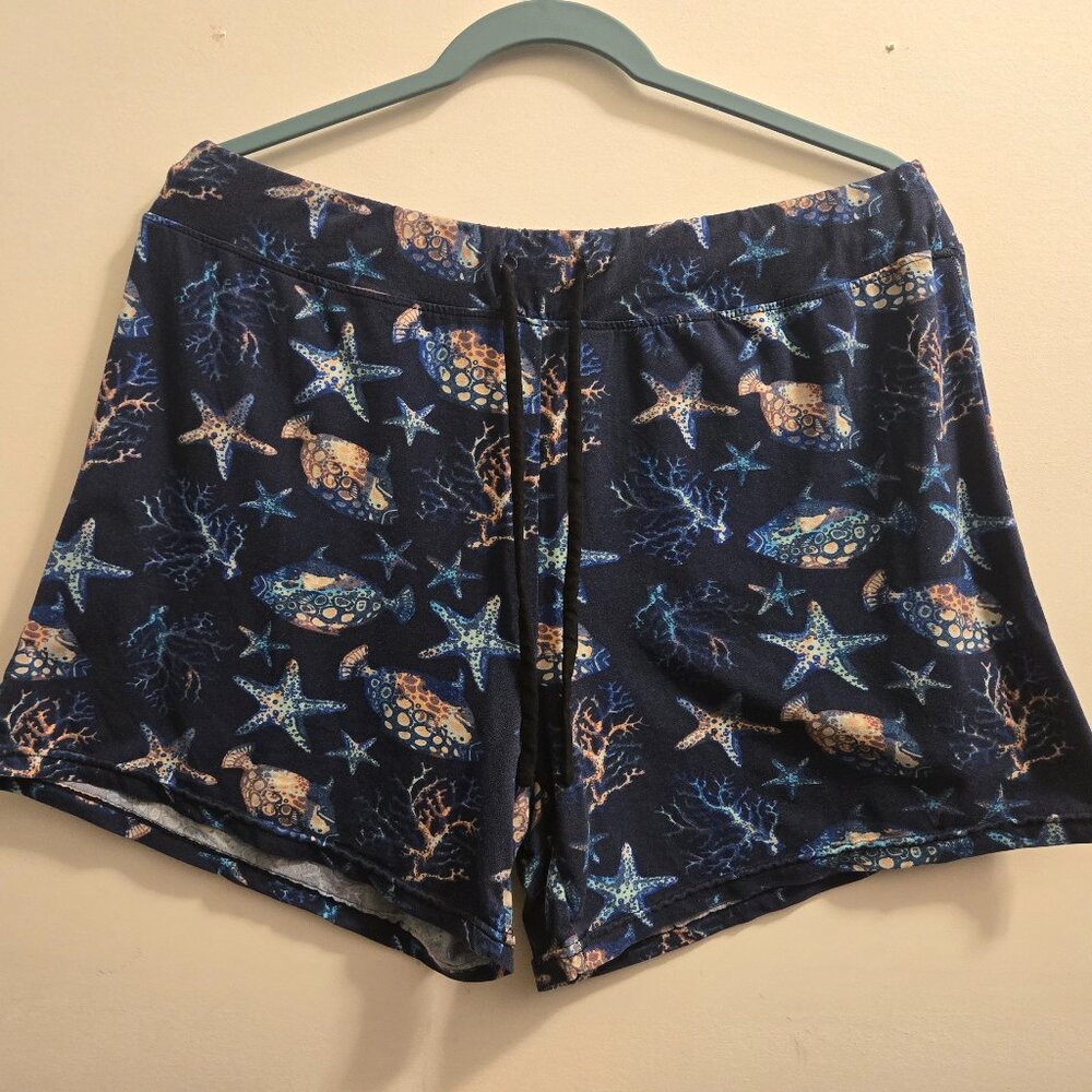 Amanda Blu Ocean Fish and Dogs Pajama Shorts SET OF 2